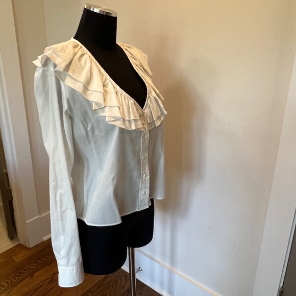 The Shirt Amalia ruffle neck white ruffle button up sz S - Picture 3 of 14